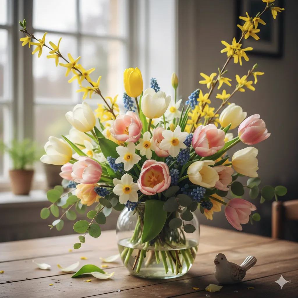 Vårens blomsterarrangement